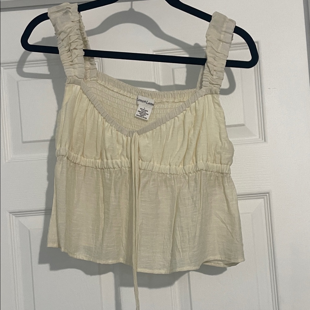 Elegant Cream Camisole with Ruched Straps